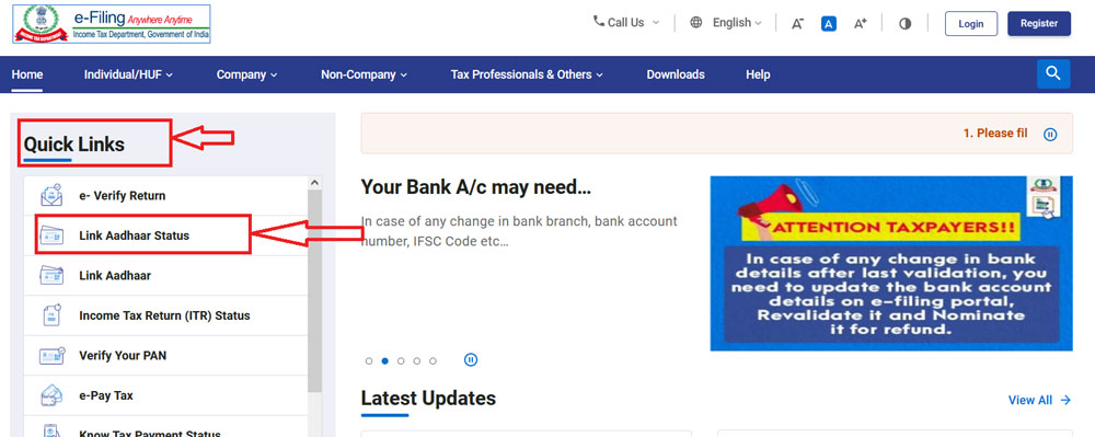Aadhar card pan card link