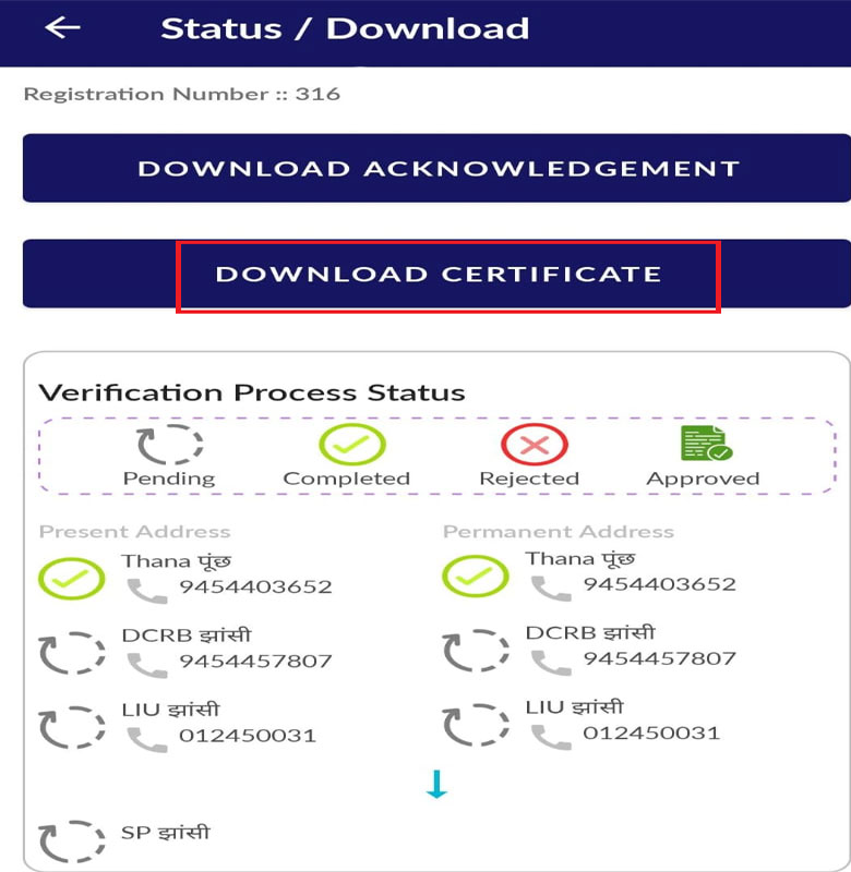 application for character certificate Status