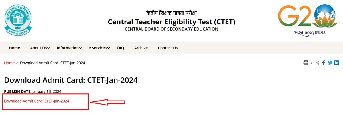 Download Admit Card: CTET-Jan-2024