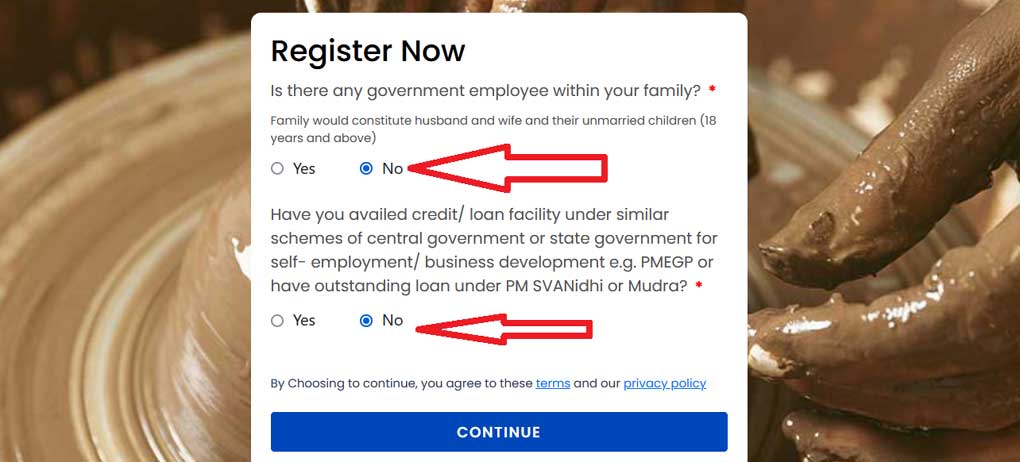 Pm vishwakarma online form option 