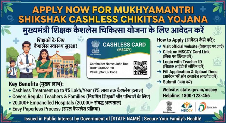 Apply for "Mukhyamantri Shikshak Cashless Chikitsa Yojana" Cards